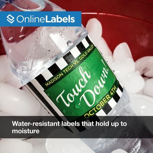 Waterproof Water Bottle Labels - 8 x 2 - Pack of 500 Polyester Labels, 100 Sheets - Laser Printers - Online Labels in Saudi Arabia