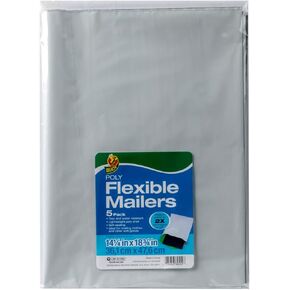 Duck Brand Flexible Mailers, 14.25 x 18.75, White, 5 Pack (284529)