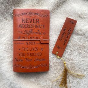 Leather Journal Notebook, Retirement Gift for Women Men, Father’s Day Gift, Inspirational Farewell Gift for Coworker, Boss, Employee, Friend Appreciation Goodbye Present