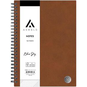 Blue Sky ASMBLD Non-Dated Notebook, 160 Pages, 5.75" x 8.5", Safety Wirebound, Tan Cover, Lined Pages, Durable, Perfect for Office, Home, School, Journals (Brown)