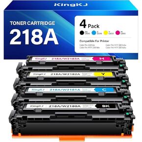 218A Toner Cartridges 4 pack Compatible for HP 218A W2180A 218X W2180X for Color Pro MFP 3301fdw 3201dw 3301sdw 3301cdw 3201 3301 Series Printer ink Scanner Copier W2181A W2182A W2183A Black (NO Chip)
