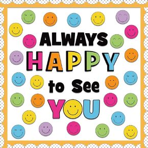 Colorful Smile Face Bulletin Board Set Back to School Classroom Decoration Always Happy to See You Paper Cutout for Classroom Nursery Chalkboard Preschool Kindergarten Wall Door Decor Teacher Supplies