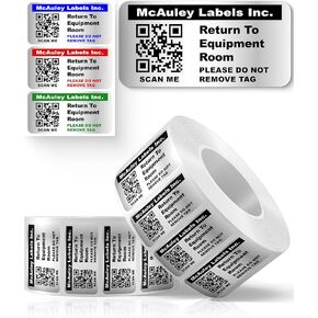 McAuley Labels Custom Asset Tags for Equipment - Numbered, Permanent - Heavy Duty Metalized Polyester, Stronger Adhesive - ID Label - 1.5x0.75 Inches