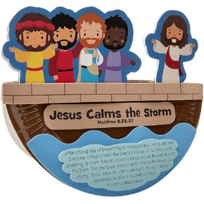 Fun Express Jesus Calms The Storm Rocking Paper Plate Craft Kit – Fun and Engaging DIY Craft for Kids – Ideal for Vacation Bible School 2024 Easy to Assemble – Great for Group Activities – 12 Pieces