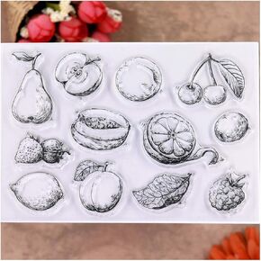 KWELLAM Fruit Pear Cherry Apple Lemon Strawberry Clear Stamps for Card Making Decoration and DIY Scrapbooking