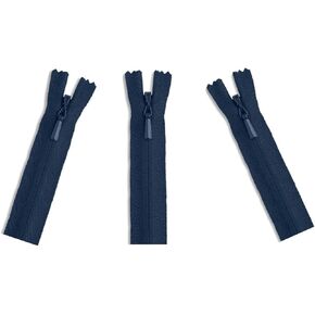 YKK #3 Invisible (Conceal) Zippers - Perfect for Clothes, Crafts, & Sewing Projects - Color: Navy #560 - Choose Your Length - Made in The United States (3 Zippers Per Pack) (Invisible - 24" Inches)