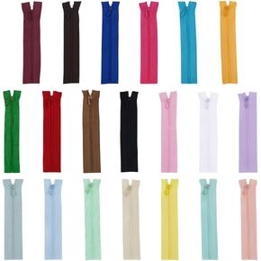 FINGERINSPIRE 20 PCS Tiny Zippers for Doll Sewing Clothes 4.7 inch Long 20 Colors Nylon Zipper Fastener with Alloy Zipper Puller Colorful Mini Zippers for Clothes Wallet DIY Sewing Accessories
