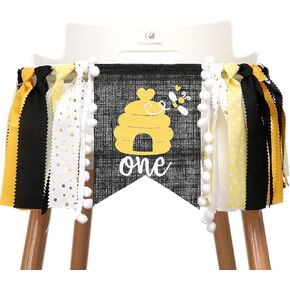 WAOUH Bee Banner for 1st Birthday - Highchair Banner for Birthday Decoration