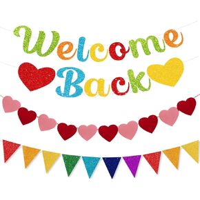 Welcome Back Banner Decorations Welcome Banner for the Office School Team Coworkers Classroom Decorations Party Banner Bunting