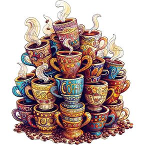 Wooden Puzzles for Adults - 155 Pieces Coffee Dreams Wooden Puzzle - Unique Animal Shape Wood Cut Puzzles - Eco-Friendly Home Office Decor (11.4 * 9.6in)