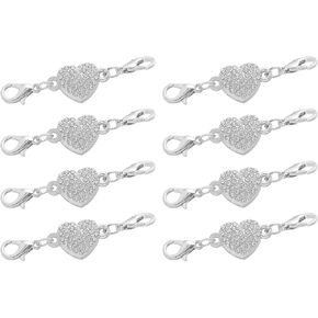 uxcell 8Pcs Jewelry Clasps, Heart Rhinestone Clasps Locking Closures with Lobster Clasps for Bracelet Necklace (Rose Gold)
