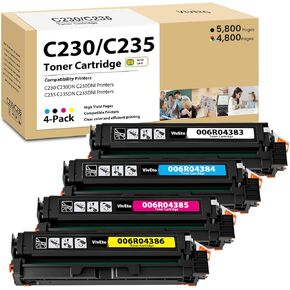 C230 C235 Toner Cartridge (with Standard Chip) Replacement for Xerox C235 C230 Toner 006R04383 006R04384 006R04385 006R04386 for C230 C230DNI C235 C235DNI Printers, 4-Pack High Capacity C230 Ink