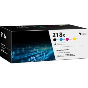 4-Pack 218X Toner Cartridges (with Chip) Compatible for HP 218X 218 W2180X HP218X High Yield Toner Use for Color Laserjet Pro MFP 3301fdw 3301cdw 3301sdw Pro 3201dw Printer, Black/Cyan/Yellow/Magenta