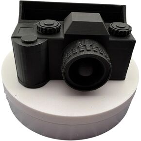 DLSR Camera-Shaped Business Card Holder, Desktop Accessory, Black Photography