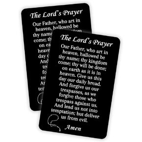 Lashicorn The Lord’s Prayer Catholic Black Engraved Wallet Cards 1pk 2x3.5" Stainless Steel 0.5mm Catechism Gift Deacon Elders Confirmation