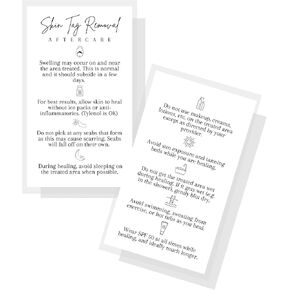 Skin Tag Removal Aftercare Card | Physical Printed 2x3.5" inch Business Card | Esthetician Supplies | Skin Tag Care | Minimalist White with Black Design