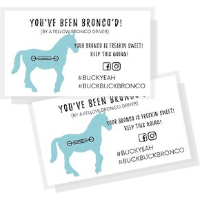 You Have Been Bronco'd | 50 Pack | 2 x 3.5" inches Business Sized Card | Buck Buck Bronco | Buck Yeah Bronco Tag Attach To Plastic Bronco Horse Figurine | #BuckBuckBronco #BuckYeah