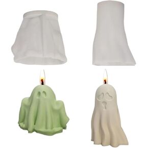 2 Pack Ghost Candle Molds 3D Halloween Silicone Molds for Candle Making Handmade Soap Reusable DIY Resin Craft Molds for Aromatherapy, Chocolate, and Haunted House Decor