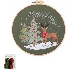 artcici Embroidery Kits Tree Christmas Patterns for Beginners Adults, Full Range Embroidery Starter Kits Cross Stitch Needlework Supplies (Christmas Tree)