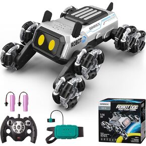 Robot Dog RC Stunt Car Toys - Interactive Remote Control Car with Gesture Control & Mecanum Wheels, LED Eyes, 3 Sound Effects, Birthday Gift for Kids Boys Girls Ages 6+