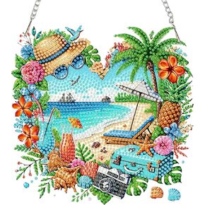 Tiwabb Flower Diamond Art Hanging Pendant Kits,Special Shape Diamond Art Kits for Adults,Double Sided Hanging Acrylic Diamond Art Ornament Kit, Pendants Home Garden Wall Hanging Kits Hanging Ornament