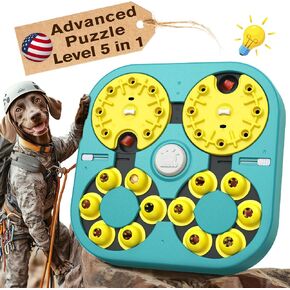 KADTC Advanced Puzzle Toys for Smart Small/Medium/Large Dog Level 5 in 1 Expert Difficult Challenging Interactive Puzzles Toy Cognitive Intelligence Training Brain Mental Stimulation Mind Games UV2