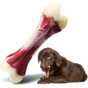 2 Pack Dog Chew Toys for Aggressive Chewers, Beef Flavor Indestructible Nylon Puppy Bone Tough Teething & Calming for Large Medium Breeds(20lbs-75lbs) Birthday Gift Christmas