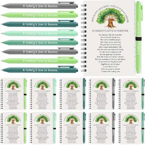 Janlaugh 60 Pcs 30 Sets Family Reunion Party Favors Gifts for Guests Family Reunion Notebook Bamboo Pens Bulk Our Roots Run Deep Spiral Notebook with Retractable Pens, White