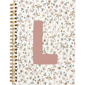 Rusenbao Personalized Initial Floral Notebook Journal, Cute Custom Notebook for School Women Girls, Customized Personalized Gifts, Monogrammed Gifts for Women, Spiral Notebook 5.5 x 8.3(Letter A)