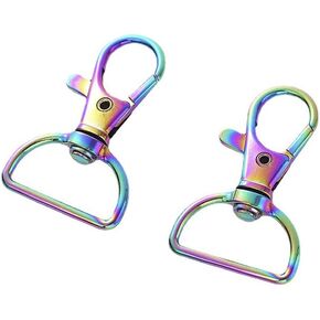 20pcs Rainbow Swivel Lobster Claw Clasps Snap Hook with 20mm D Ring for DIY Handbag Purse Straps Belting Leather Craft