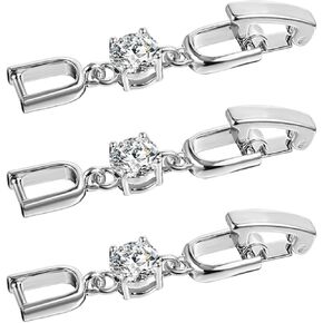 3Pcs Bracelet Extender Clasp with Crystal Rhinestone Silver Foldover Clip Link Extensions Silver Necklace Extenders for Women Bracelet Extender Jewelry Clasps for Watch Band and Jewelry Making