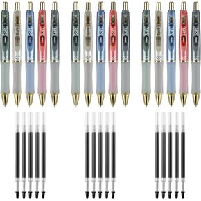 Soft Gel Ink Pens for Journaling, 0.7mm Medium Point Retractable Pen, Black Ink Writing Pens with Refills, Pack of 15 (15)