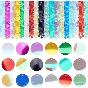 PH PandaHall 1530pcs 18 Color 20mm Round PVC Sequins for Crafts & Decoration