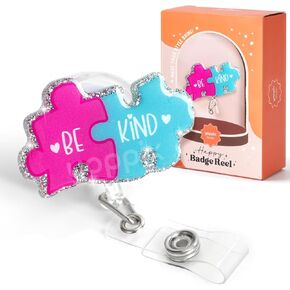 Leopard Bow Badge Reel, Coquette Bow Funny Sparkly Glitter Retractable Badge Reel for Nurses RN EN Doctor Paramedic Teachers Medical Office Womens