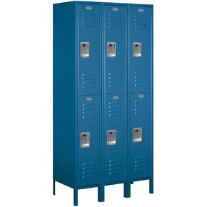 Salsbury Industries 62368BL-U Unassembled Standard Metal Locker with Double Tier, Blue