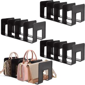4 Pack Black Acrylic Desk File Sorter Purse, Handbag Organizer Clutch Divider Mesh Folder Office Supplies Stand Bookshelf, Purse Display Stand Storage Organizer - 4 Sections