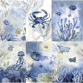 Ocean Reef Rice Paper, 8 x 10.5 inch (6pc) - Mulberry Paper for Decoupage Scrapbooking Cards Crafts by Craft Kreatively