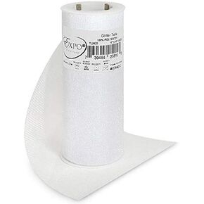 Expo International Premium Glitter Tulle Spool of 6" x 10 Yards | White Aurora Borealis