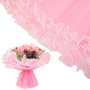 Solaradgy 2Pcs Bouquet Wrapping Paper, Flower Bouquet Wrapping Paper Ideal for Mother's Day and Special Occasions with White, Black, and Light Pink (pink)