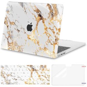 Moseso متوافق مع MacBook Air 13 Inch Case 2025 2024 2023 2022 M4 A3240 M3 A3113 M2 A2681 ، غلاف وغطاء لوحة مفاتيح بلاستيكي لصالح MacBook Air 13.6 بوصة ، رخام ذهبي فني