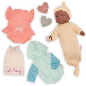 LullaBaby – 14-Inch Realistic Baby Doll – Brown Eyes, Fair Skintone & Huggable Soft Body – Boy or Girl Gender Reveal Accessories – Pretend Play 2+ Years– Gender Reveal Baby Doll