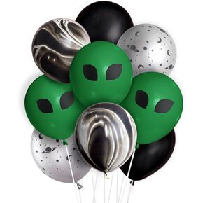 xo, Space Alien Party Balloons - 24 pk, 12" | Martian Kids Decorations, UFO Birthday Supplies, Astronaut Bday Accessories, Galaxy Decor