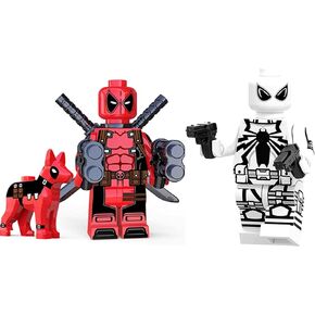 Red Dead P W/Dog + Anti-Venom Kawaii Mini Figure X-Men Series Marvel Superhero Comic Book Character Movie Red & White & Black