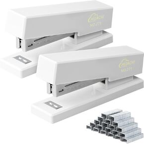 Desktop Stapler 2-Pack, Durable Office Stapler, 25 Sheet Capacity, Includes 1000 Staples for Home and Office Use (2, Powder)