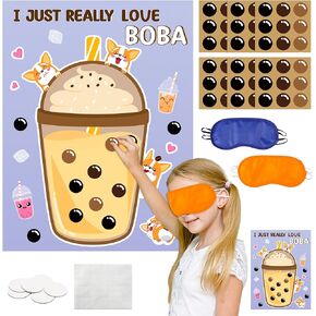 B1ykin Party Pin The Tail Games - Pin The Tail on The Poster Stickers Game Poster Photo Prop Decor, Sticker Game DIY Craft Project for Kids Birthday Party (Axolotl)
