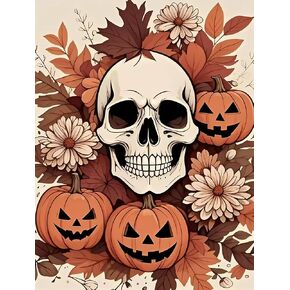 CSZPPQAF 5D Diamond Painting Kits for Adults, Halloween Cat Pumpkin Diamond Art Kits for Adults Beginner, DIY Full Drill Diamond Dots Gem Painting for Home Decor 13.7x13.7 Inch