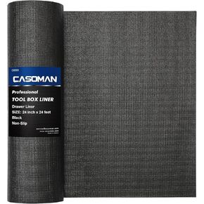 CASOMAN Professional Tool Box Liner and Drawer Liner 24 inch x 24 feet,Easy Cut Non-Slip Foam Rubber Toolbox Drawer Liner Mat - Adjustable Thick Cabinet Liners