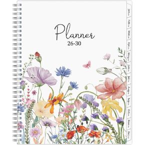 Monthly Planner 2026-2030, 5-Year Calendar Planner 2026-2030, Jan 2026 – Dec 2030, 8.5 x 11 In, Ruled Spread, Flexible Cover, Spiral Wirebound, Pocket, 60 Coated Monthly Tabs, Notes ＆ Habit Tracker, A4 Planner, Watercolor