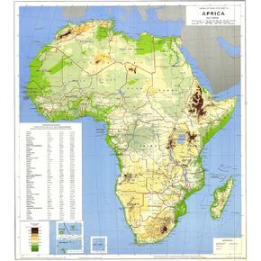 Gifts Delight Laminated 24x26 Poster: High Detailed Physical and Political map of Africa. Africa high Physical