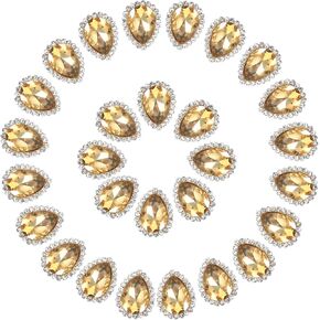 PATIKIL 0.5" Sew on Rhinestones, 50 Pcs Tear Drop Crystal Rhinestones Pointback Gem Stones Metal Flatback for Craft Shoes Dress Clothes Earring Belt Sewing Decoration, Burgundy